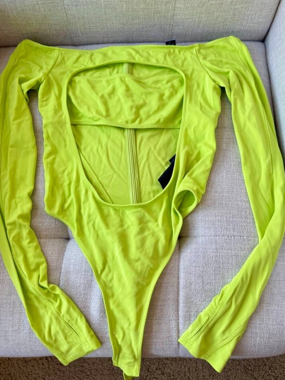 Thierry Mugler for H&M collaboration Cut-out Bodysuit In Acid Green XS
